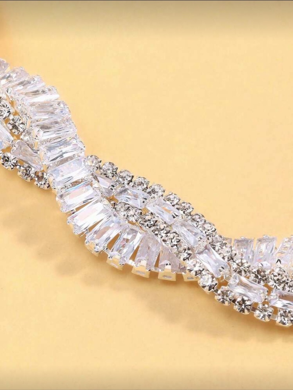 Silver Crystal Baguette Twist Choker - Picture 2 of 4